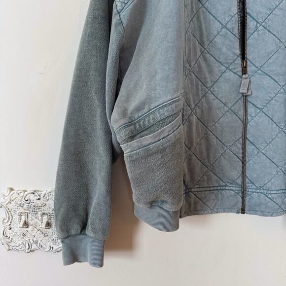 Anthropolgie Pilcro Quilted Bomber Jacket Washed Teal Blue S - Picture 7 of 12